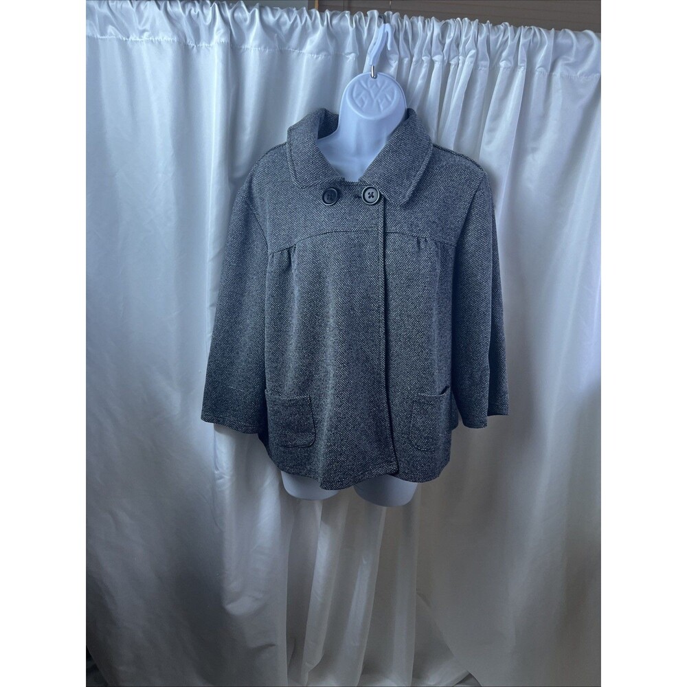 Croft & Barrow Woman Gray Woven Tweed Swing Jacket Size 2X Cape